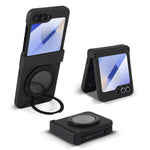 For Samsung Galaxy Z Flip6 5G Magnetic Case CD Vein Rotating Kickstand Electroplated PC Phone Cover
