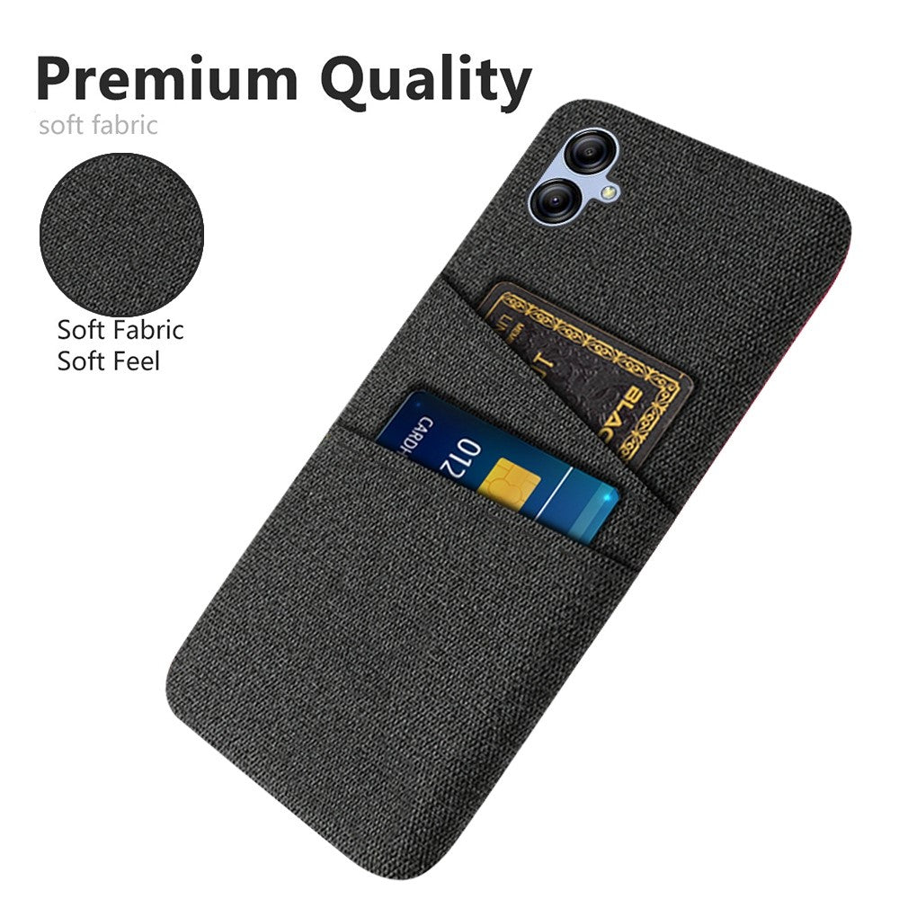For Samsung Galaxy A04 4G (164.4 x 76.3 x 9.1 mm) Cloth Texture Phone Case Dual Card Slots Bump Proof PC Protective Back Cover