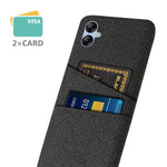 For Samsung Galaxy A04 4G (164.4 x 76.3 x 9.1 mm) Cloth Texture Phone Case Dual Card Slots Bump Proof PC Protective Back Cover