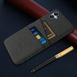 For Samsung Galaxy A04 4G (164.4 x 76.3 x 9.1 mm) Cloth Texture Phone Case Dual Card Slots Bump Proof PC Protective Back Cover