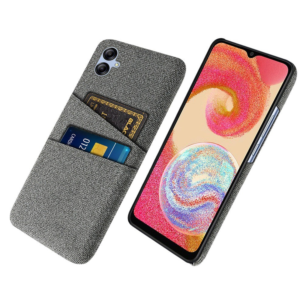 For Samsung Galaxy A04 4G (164.4 x 76.3 x 9.1 mm) Cloth Texture Phone Case Dual Card Slots Bump Proof PC Protective Back Cover