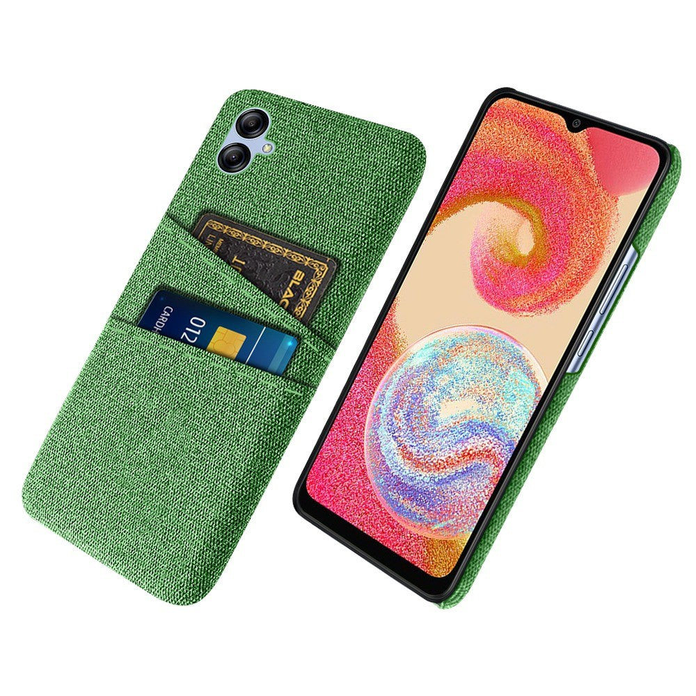 For Samsung Galaxy A04 4G (164.4 x 76.3 x 9.1 mm) Cloth Texture Phone Case Dual Card Slots Bump Proof PC Protective Back Cover