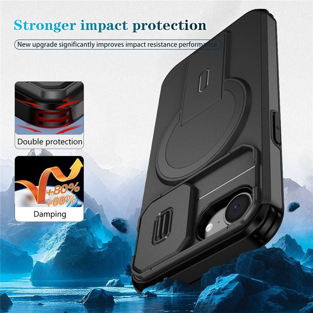 For iPhone 17th / 16th Case Kickstand Camera Slider PC + TPU Phone Cover Compatible with MagSafe