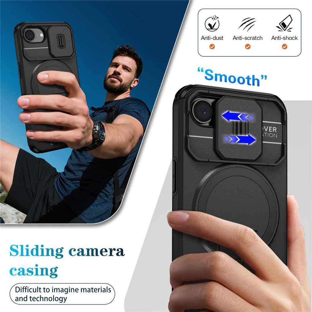 For iPhone 17th / 16th Case Kickstand Camera Slider PC + TPU Phone Cover Compatible with MagSafe