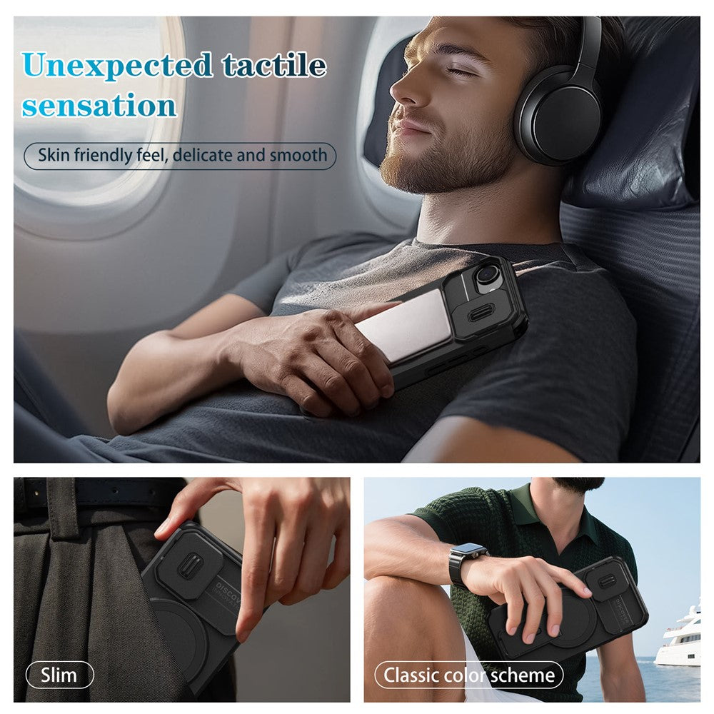 For iPhone 17th / 16th Case Kickstand Camera Slider PC + TPU Phone Cover Compatible with MagSafe