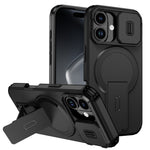 Til iPhone 18 / 17 cover med støttefod og kamera skyder PC + TPU telefoncover Kompatibel med MagSafe