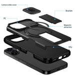 Til iPhone 18 / 17 cover med støttefod og kamera skyder PC + TPU telefoncover Kompatibel med MagSafe
