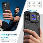 Til iPhone 18 / 17 cover med støttefod og kamera skyder PC + TPU telefoncover Kompatibel med MagSafe