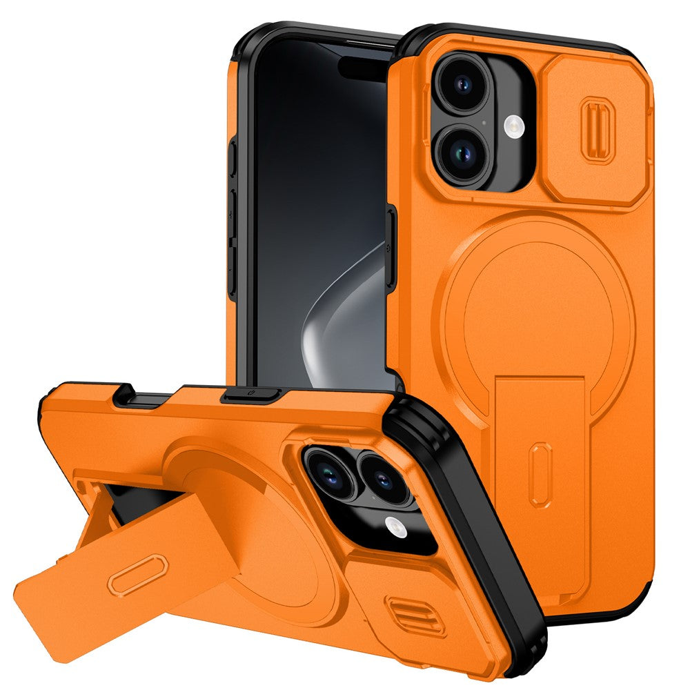 Til iPhone 18 / 17 cover med støttefod og kamera skyder PC + TPU telefoncover Kompatibel med MagSafe