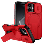 Til iPhone 18 / 17 cover med støttefod og kamera skyder PC + TPU telefoncover Kompatibel med MagSafe