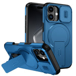 Til iPhone 18 / 17 cover med støttefod og kamera skyder PC + TPU telefoncover Kompatibel med MagSafe