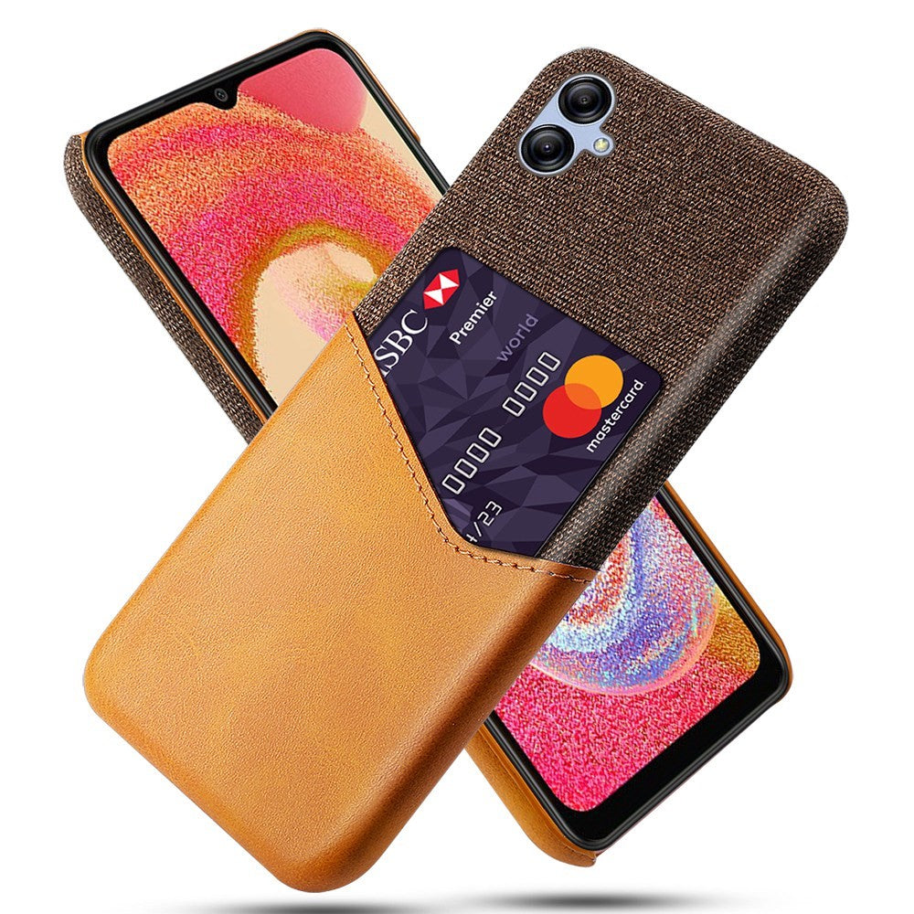 Cellphone Case for Samsung Galaxy A04 4G (164.4 x 76.3 x 9.1 mm) Card Holder Design Cloth Texture Phone Case PU Leather Coated PC Cover