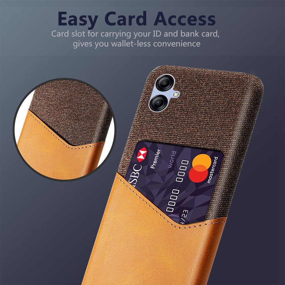 Cellphone Case for Samsung Galaxy A04 4G (164.4 x 76.3 x 9.1 mm) Card Holder Design Cloth Texture Phone Case PU Leather Coated PC Cover