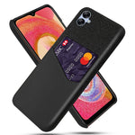 Cellphone Case for Samsung Galaxy A04 4G (164.4 x 76.3 x 9.1 mm) Card Holder Design Cloth Texture Phone Case PU Leather Coated PC Cover