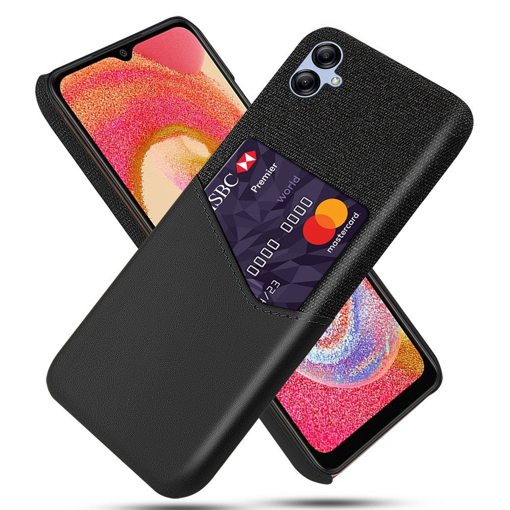 Cellphone Case for Samsung Galaxy A04 4G (164.4 x 76.3 x 9.1 mm) Card Holder Design Cloth Texture Phone Case PU Leather Coated PC Cover