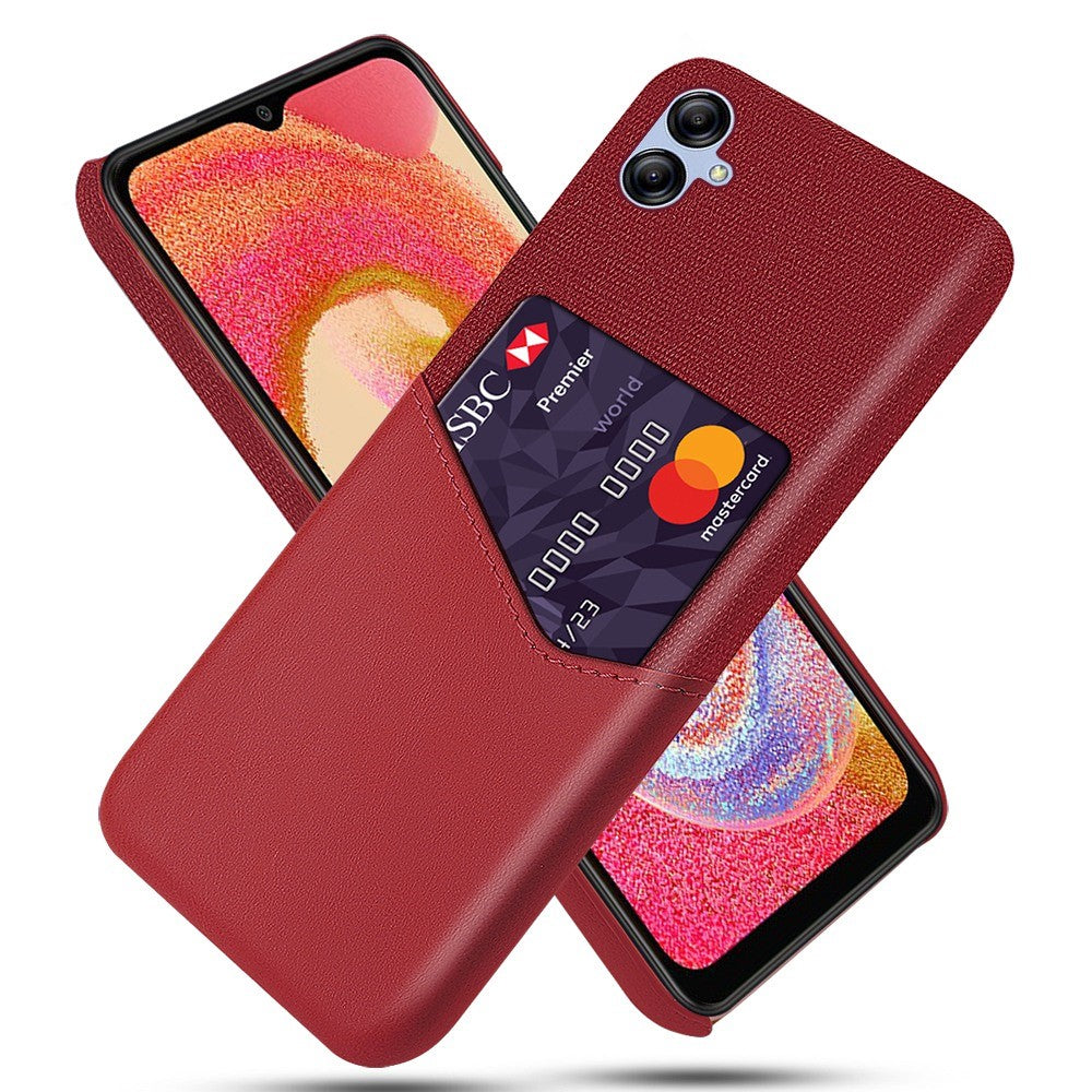 Cellphone Case for Samsung Galaxy A04 4G (164.4 x 76.3 x 9.1 mm) Card Holder Design Cloth Texture Phone Case PU Leather Coated PC Cover
