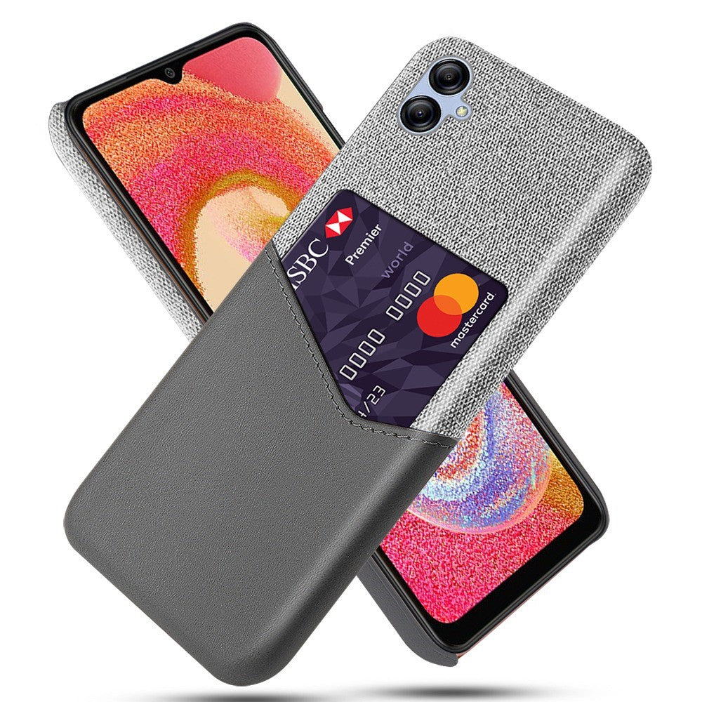 Cellphone Case for Samsung Galaxy A04 4G (164.4 x 76.3 x 9.1 mm) Card Holder Design Cloth Texture Phone Case PU Leather Coated PC Cover