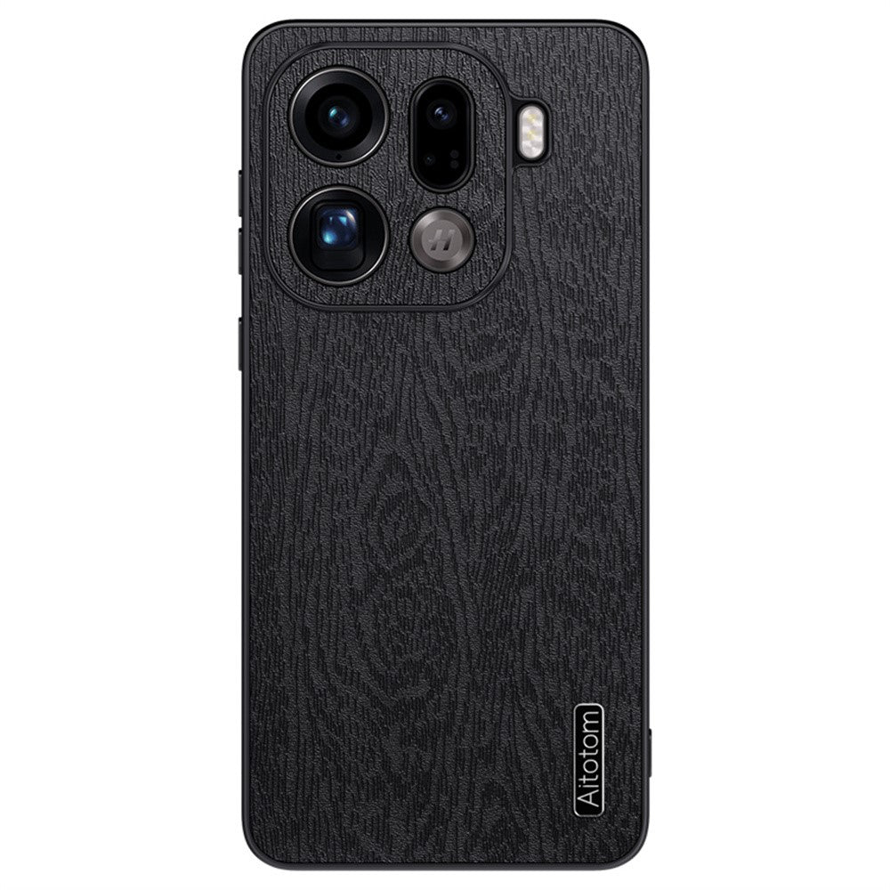 For Oppo Find X9 Pro 5G Case Wood Texture PU Leather Coated PC TPU Phone Cover