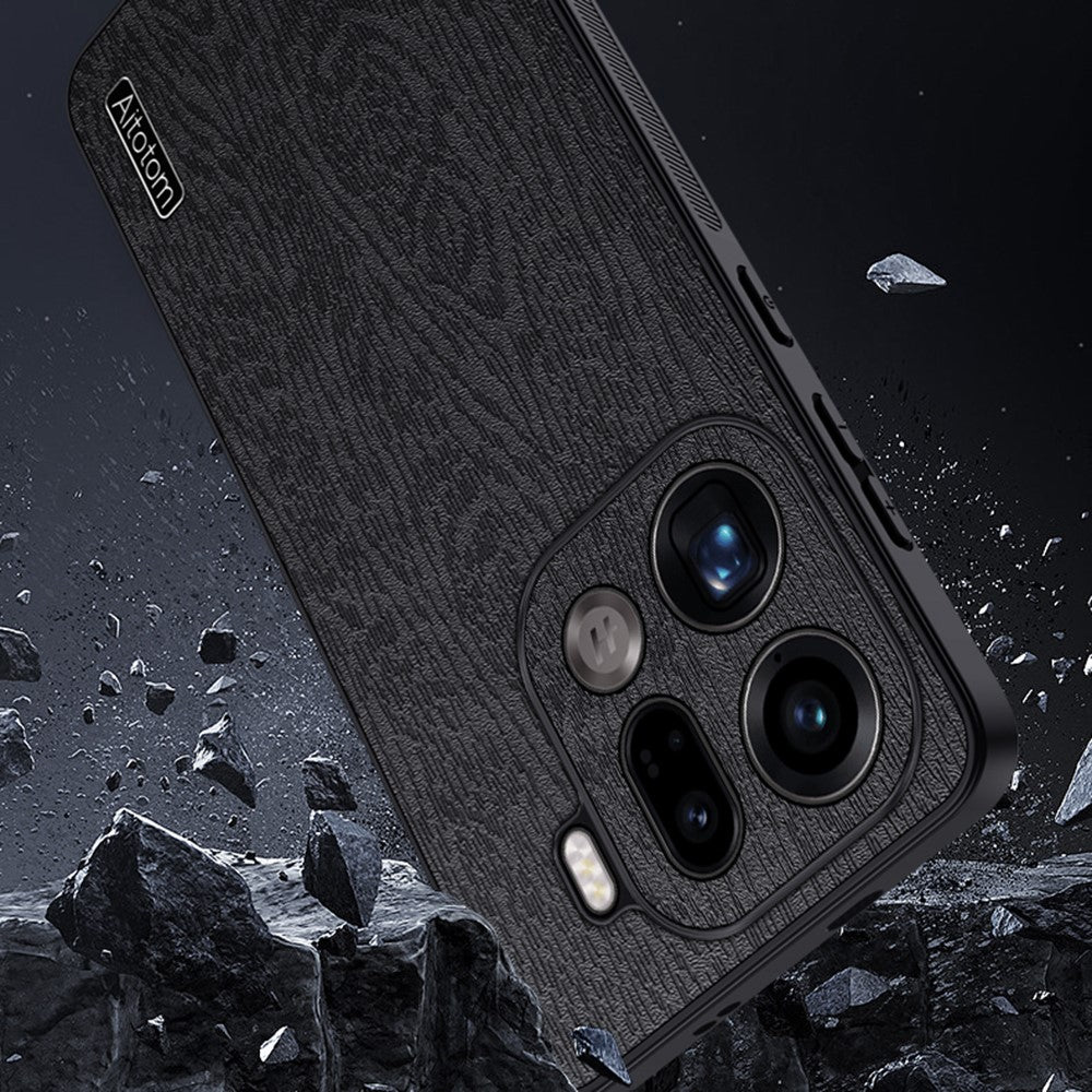 For Oppo Find X9 Pro 5G Case Wood Texture PU Leather Coated PC TPU Phone Cover