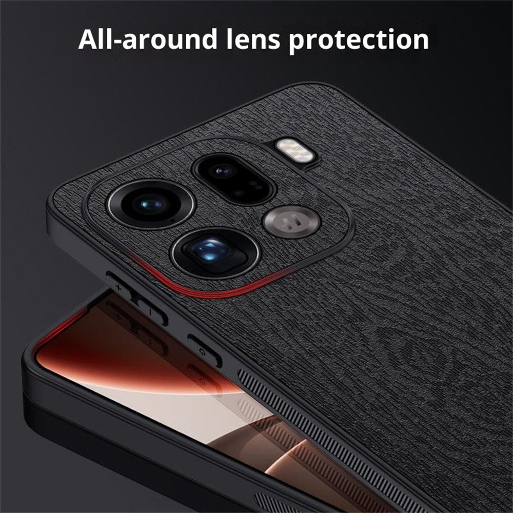 For Oppo Find X9 Pro 5G Case Wood Texture PU Leather Coated PC TPU Phone Cover