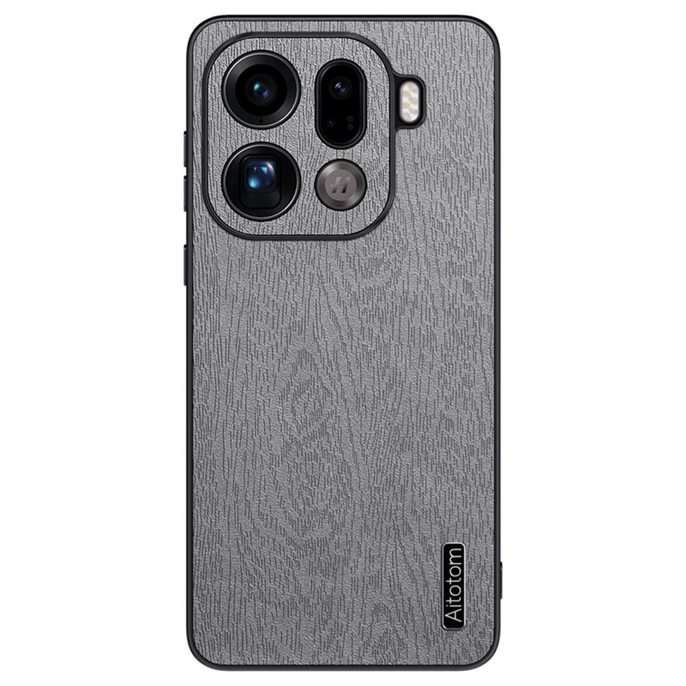 For Oppo Find X9 Pro 5G Case Wood Texture PU Leather Coated PC TPU Phone Cover