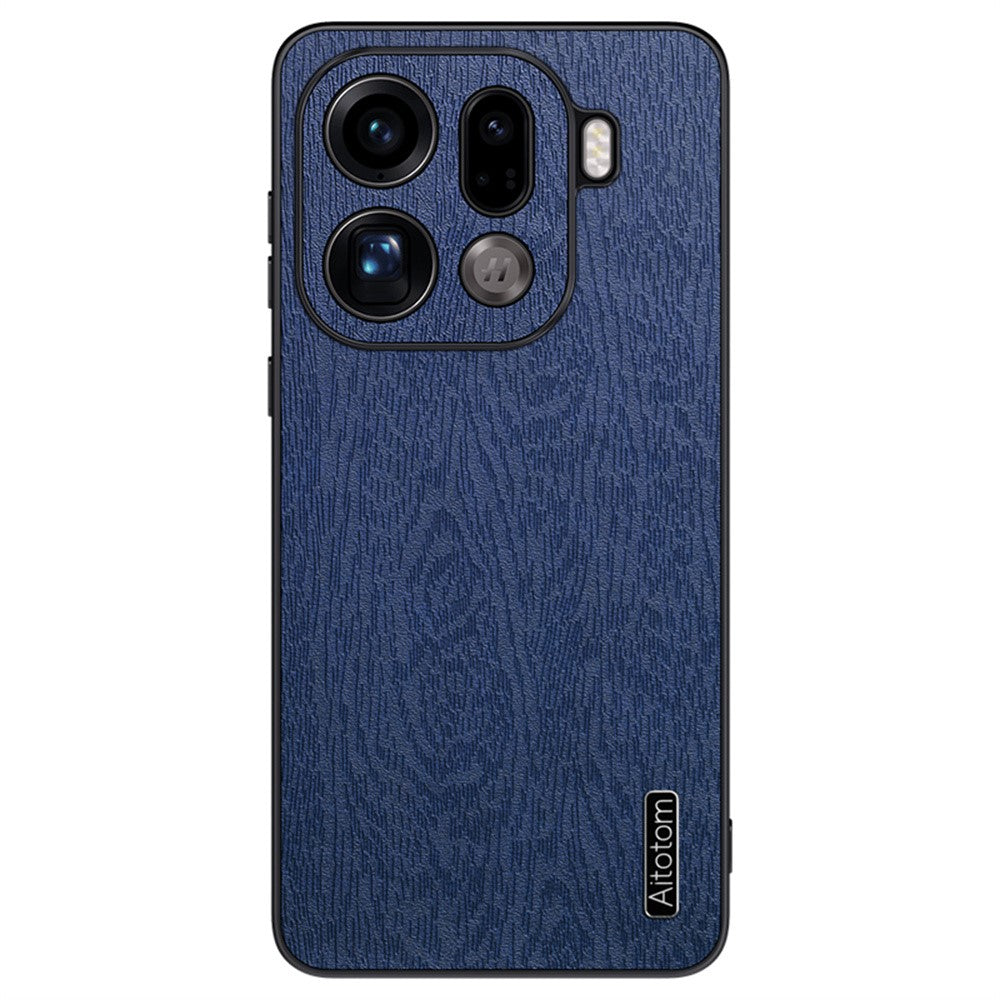 For Oppo Find X9 Pro 5G Case Wood Texture PU Leather Coated PC TPU Phone Cover