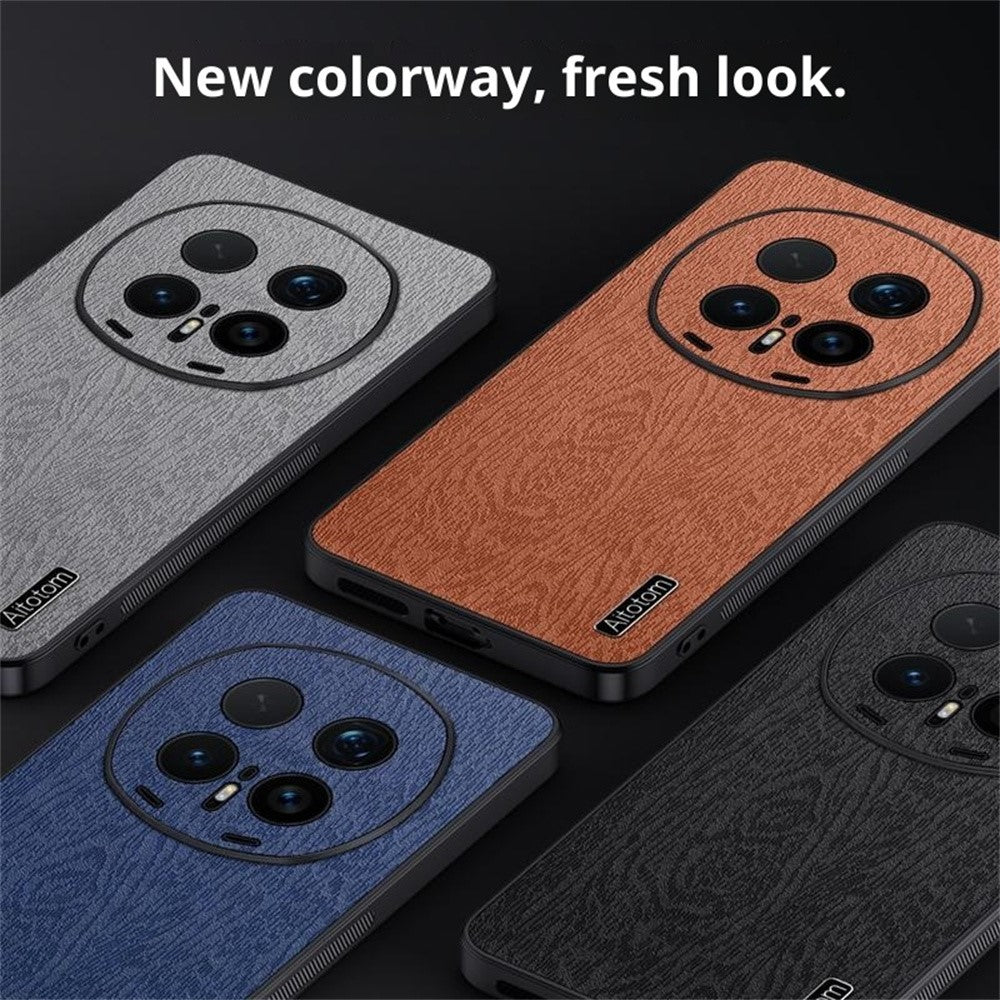 For Honor Magic8 Pro 5G Case Wood Texture PU Leather Coated PC TPU Phone Cover