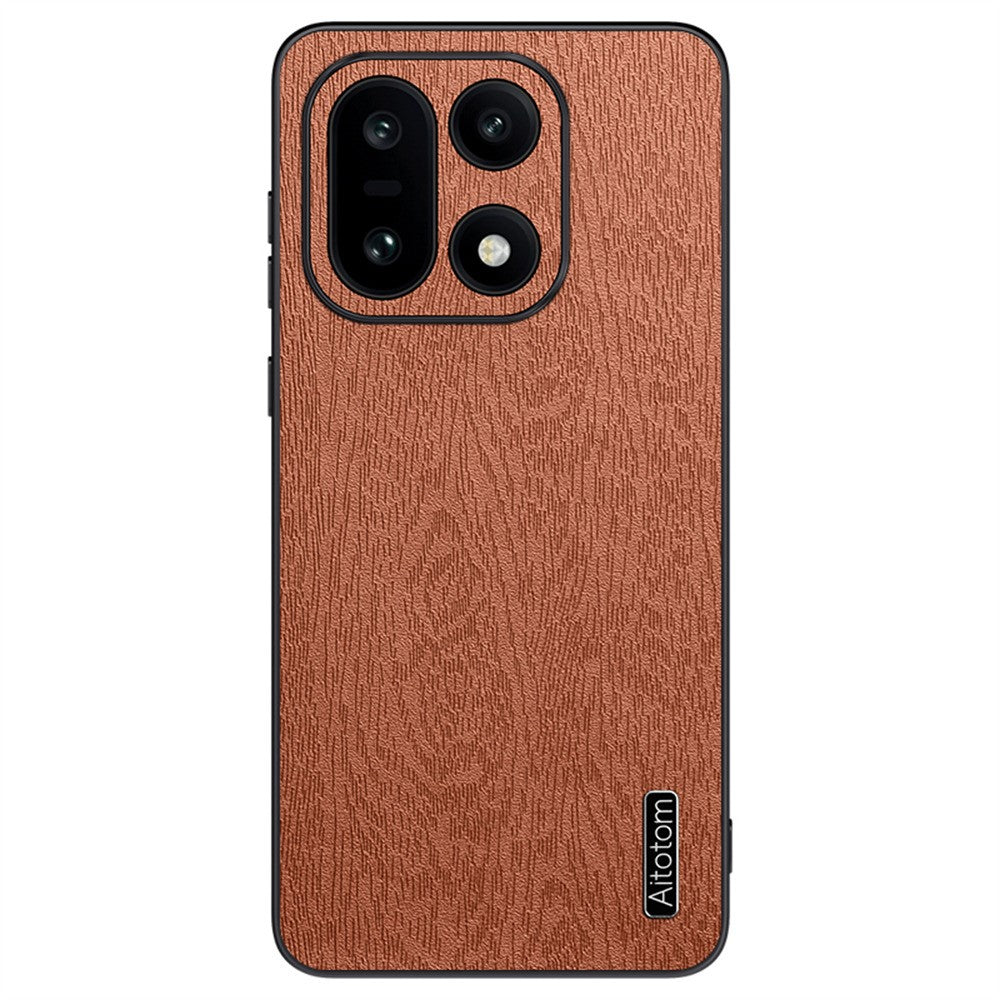 For OnePlus 15 5G Case Wood Texture PU Leather Coated PC TPU Phone Cover