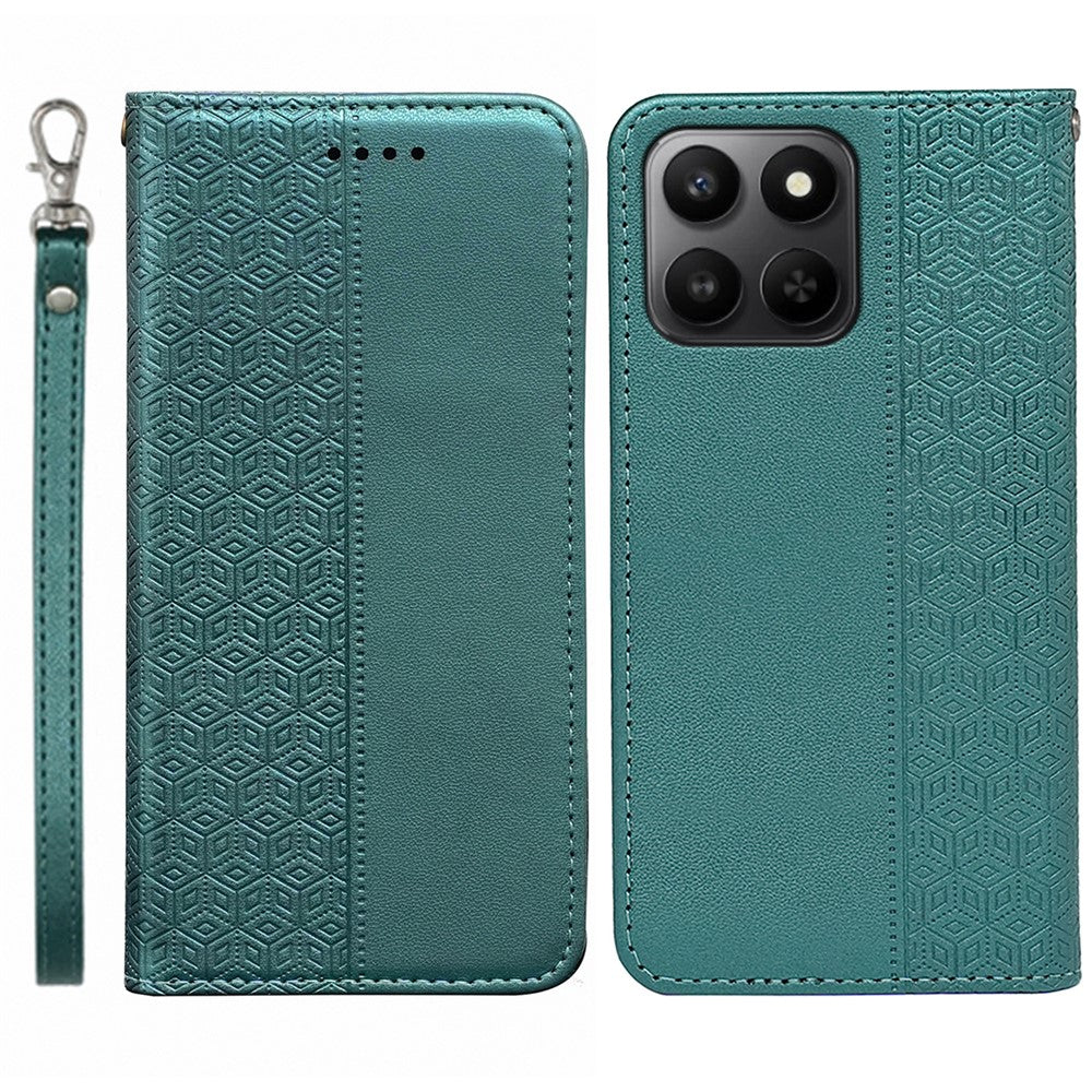 Pung Telefoncover til Honor 400 Smart 5G / 4G / X7d 4G Ternet Mønster Præget Læder Flip Cover med Håndrem