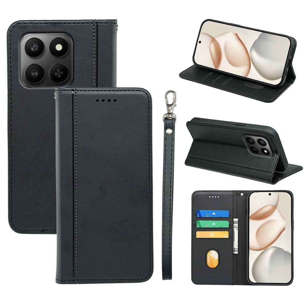 Pungcover til Honor 400 Smart 5G / 4G / X7d 4G Magnetisk lukning PU læder telefoncover med håndledsrem