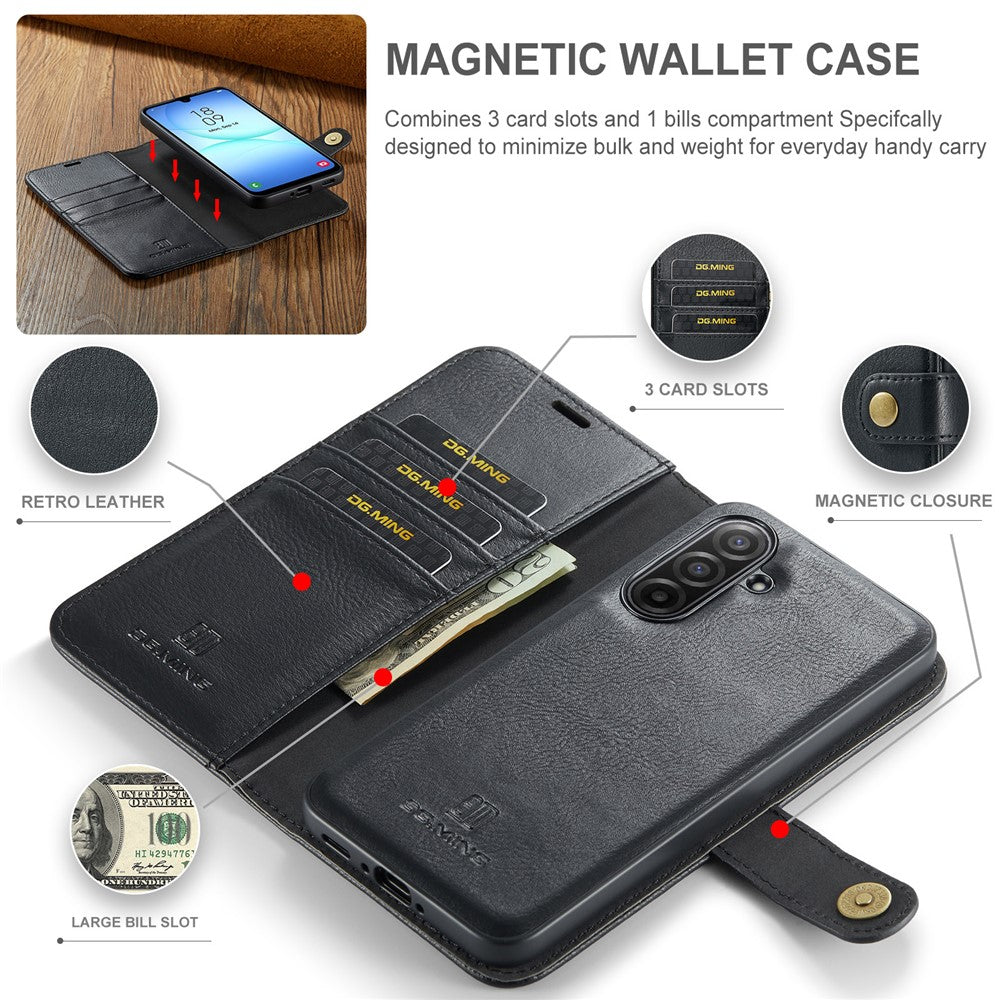 DG.MING til Samsung Galaxy A18 5G / A18 4G / A17 5G / A17 4G cover aftageligt splitlæder telefoncover
