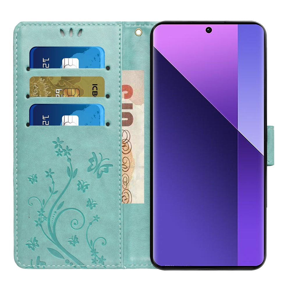 For Xiaomi 17 Leather Wallet Case Butterfly Flower Imprinted Phone Cover with Strap
