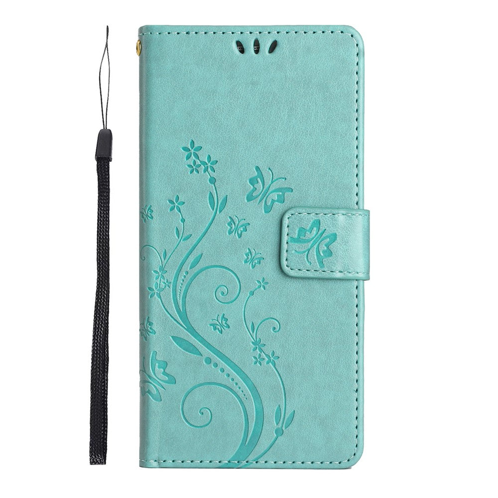 For Xiaomi 17 Leather Wallet Case Butterfly Flower Imprinted Phone Cover with Strap
