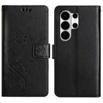For Samsung Galaxy S26 Ultra Leather Wallet Case Butterfly Flower Imprinted Phone Cover with Strap