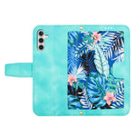 Samsung Galaxy S26-skal i PU-läder med blommigt motiv och korthållare
