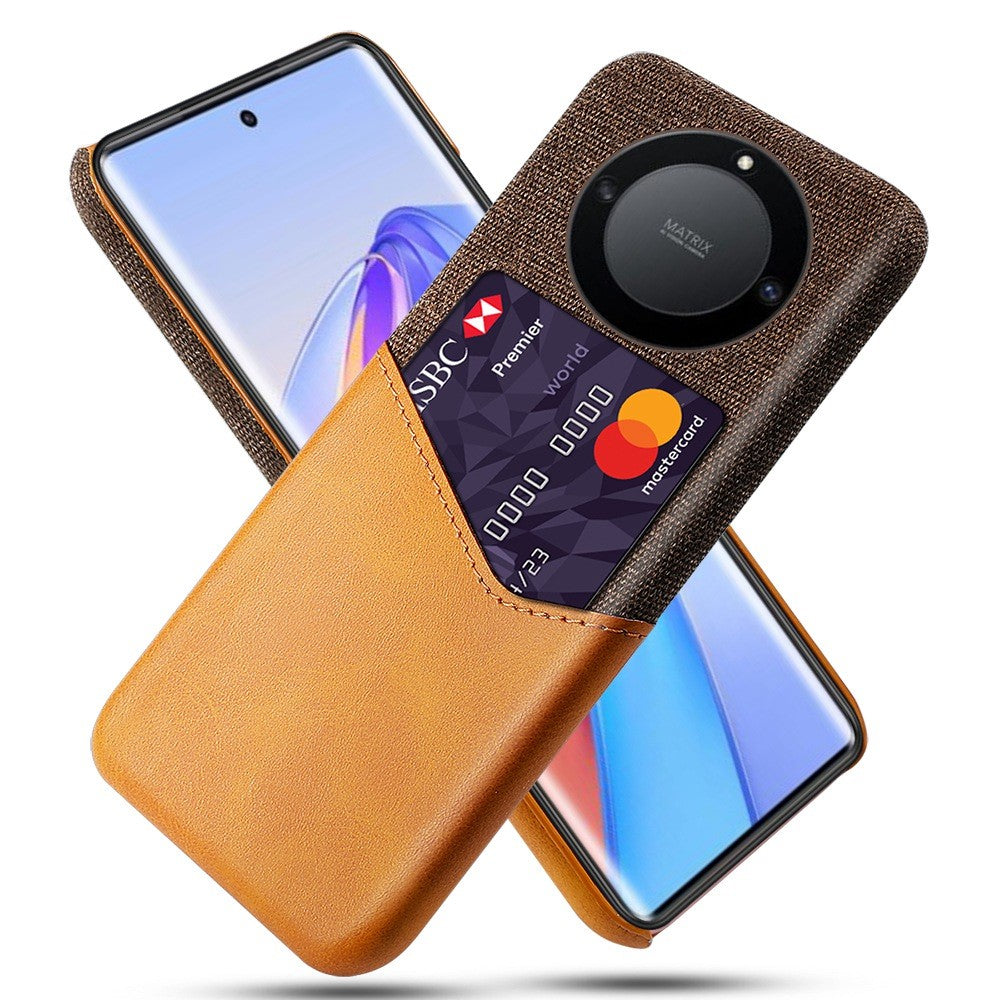 For Honor X40 5G / X9a 5G / Magic5 Lite 5G PU Leather Coated PC Protective Shell Cloth Texture Anti-Slip Shockproof Phone Case with Card Holder