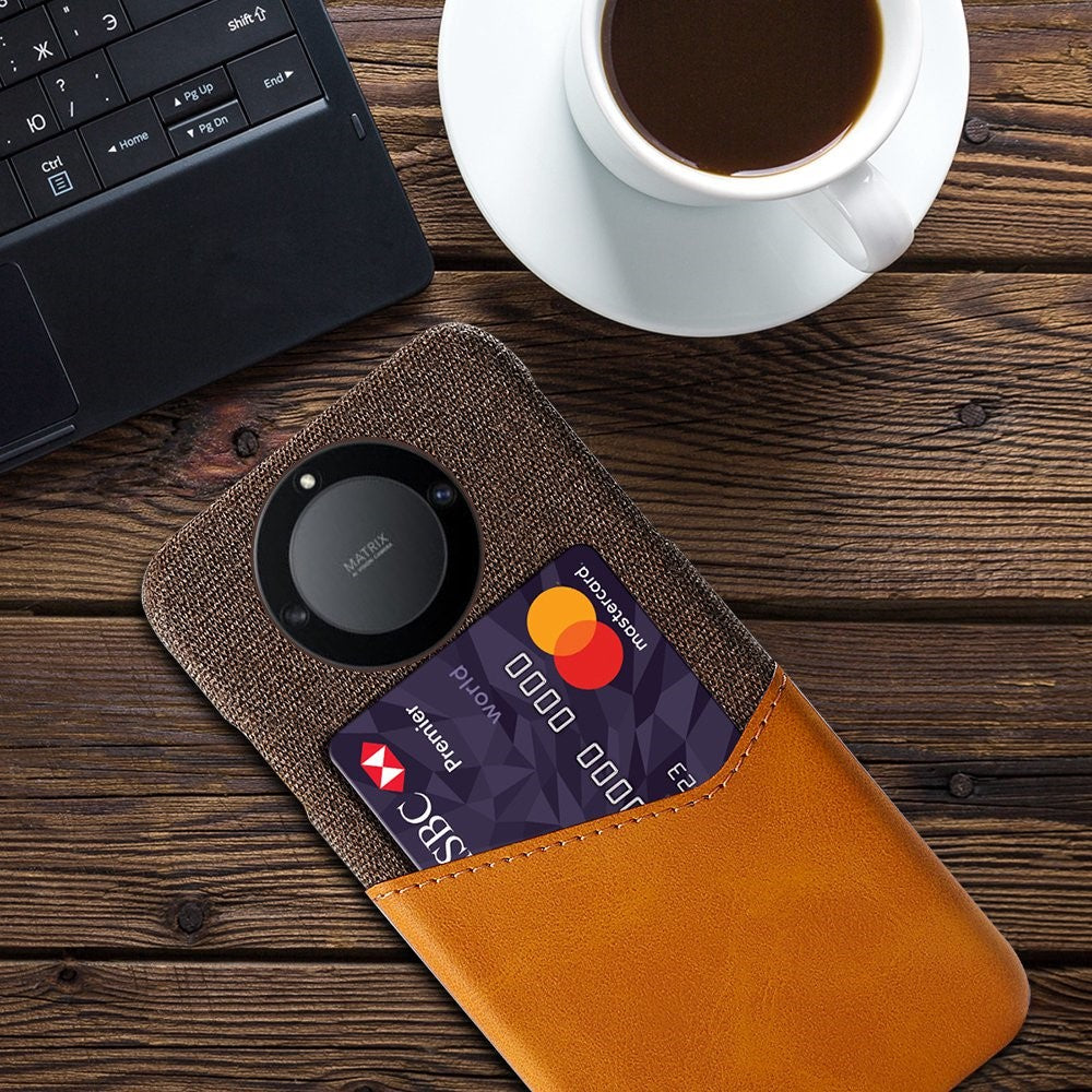 For Honor X40 5G / X9a 5G / Magic5 Lite 5G PU Leather Coated PC Protective Shell Cloth Texture Anti-Slip Shockproof Phone Case with Card Holder