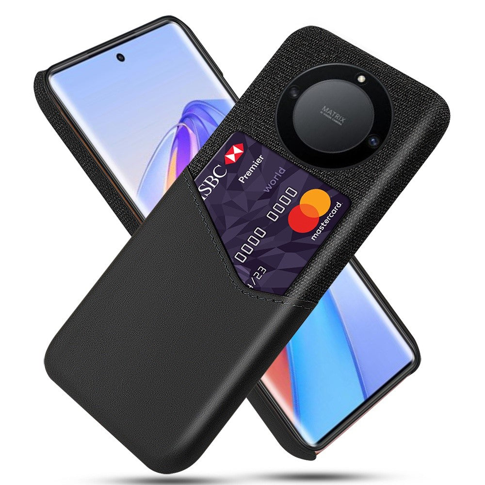 For Honor X40 5G / X9a 5G / Magic5 Lite 5G PU Leather Coated PC Protective Shell Cloth Texture Anti-Slip Shockproof Phone Case with Card Holder
