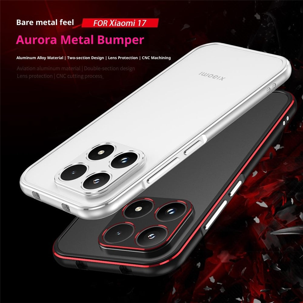 For Xiaomi 17 Bumper Case Lens Protector Dual Color Metal Frame Phone Cover with Screw Lock
