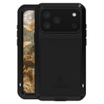 LOVE MEI For iPhone 17 Pro Max Case Tempered Glass Screen Protector Metal + Silicone Phone Cover