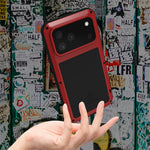 LOVE MEI For iPhone 17 Pro Max Case Tempered Glass Screen Protector Metal + Silicone Phone Cover