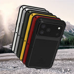 LOVE MEI For iPhone 17 Pro Max Case Tempered Glass Screen Protector Metal + Silicone Phone Cover