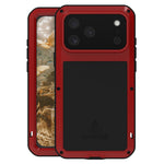LOVE MEI For iPhone 17 Pro Max Case Tempered Glass Screen Protector Metal + Silicone Phone Cover