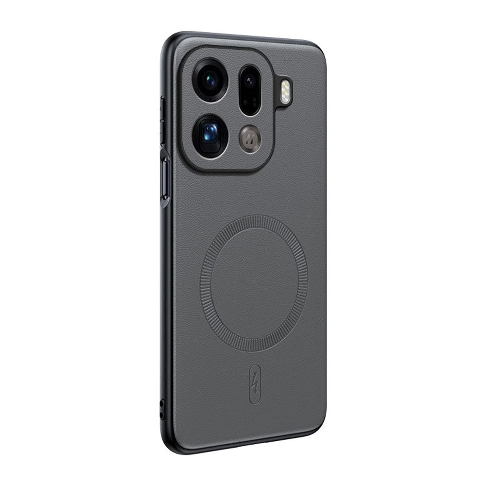 For Oppo Find X9 Pro 5G Magnetic Case Leather Coated TPU + PC Phone Cover