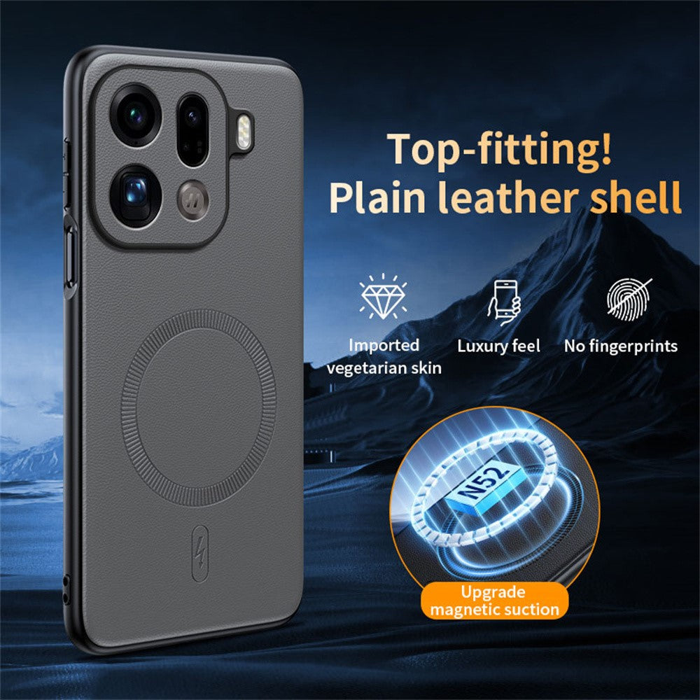 For Oppo Find X9 Pro 5G Magnetic Case Leather Coated TPU + PC Phone Cover