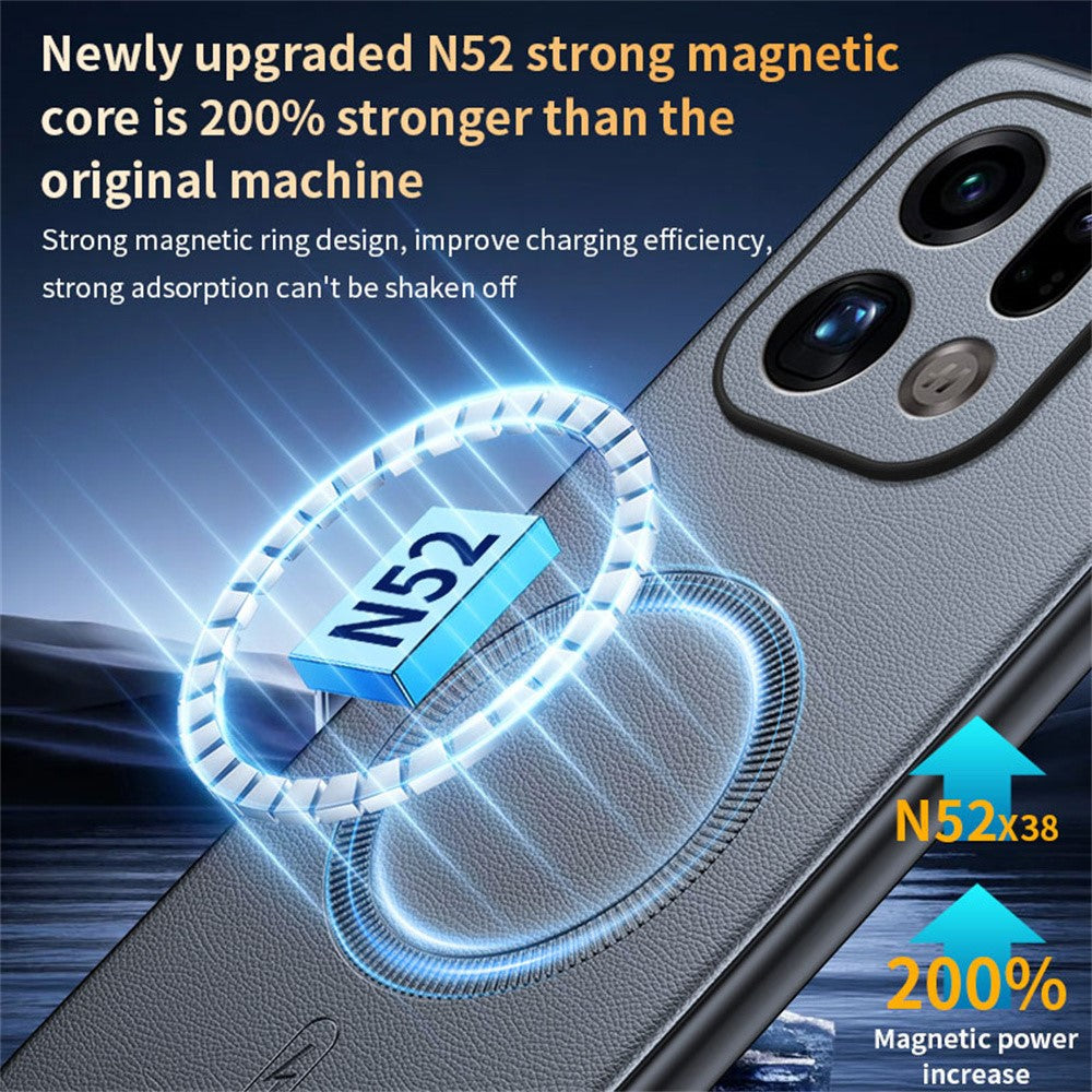 For Oppo Find X9 Pro 5G Magnetic Case Leather Coated TPU + PC Phone Cover
