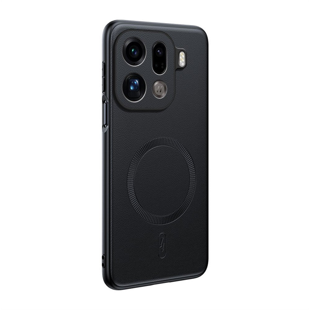 For Oppo Find X9 Pro 5G Magnetic Case Leather Coated TPU + PC Phone Cover