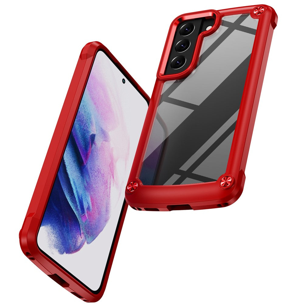 For Samsung Galaxy S23+ Metal Button Hard PC + TPU Drop-proof Cover Cellphone Anti-scratch Back Case