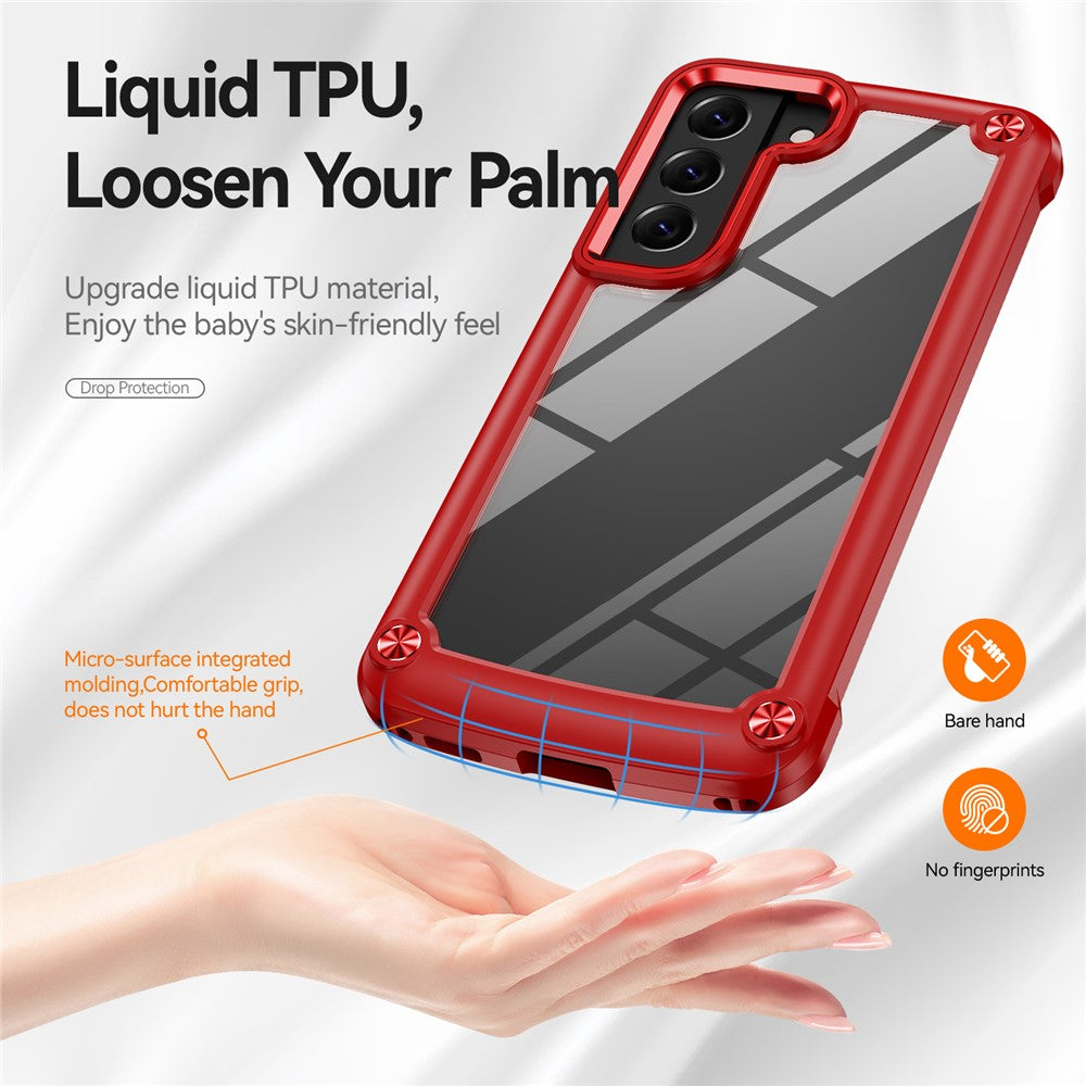 For Samsung Galaxy S23+ Metal Button Hard PC + TPU Drop-proof Cover Cellphone Anti-scratch Back Case