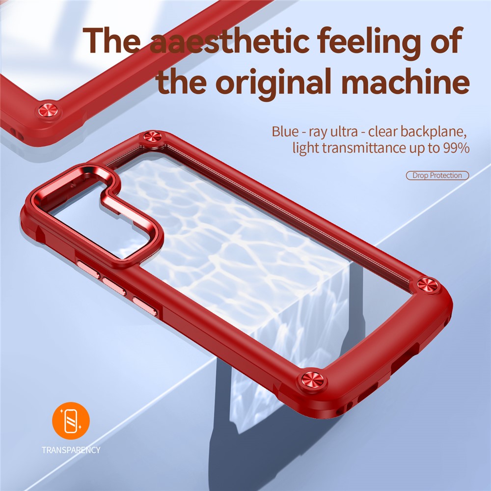For Samsung Galaxy S23+ Metal Button Hard PC + TPU Drop-proof Cover Cellphone Anti-scratch Back Case